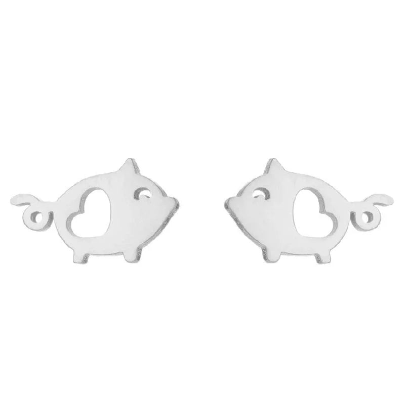 1 Pair Minimalist Animal 304 Stainless Steel 18K Gold Plated Ear Studs