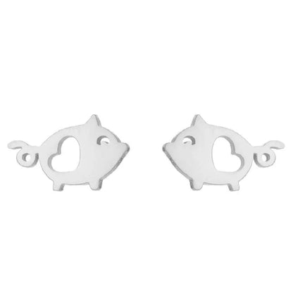 1 Pair Minimalist Animal 304 Stainless Steel 18K Gold Plated Ear Studs