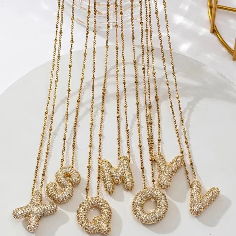 Casual Hip-Hop Rock Letter 304 Stainless Steel Copper Inlay 18K Gold Plated Zircon Pendant Necklace