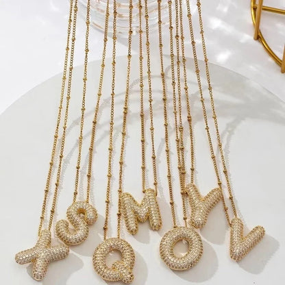 Casual Hip-Hop Rock Letter 304 Stainless Steel Copper Inlay 18K Gold Plated Zircon Pendant Necklace