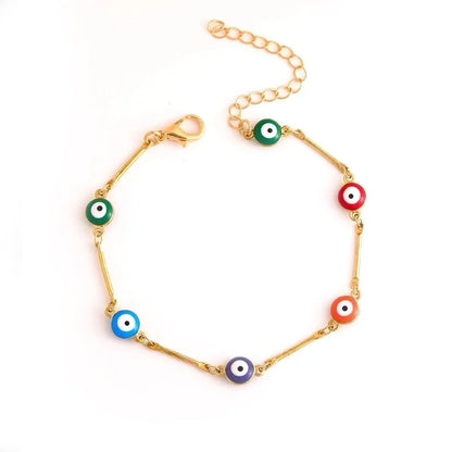 Copper Vacation Minimalist Plating Geometric Devil's Eye Bracelets Anklet Necklace