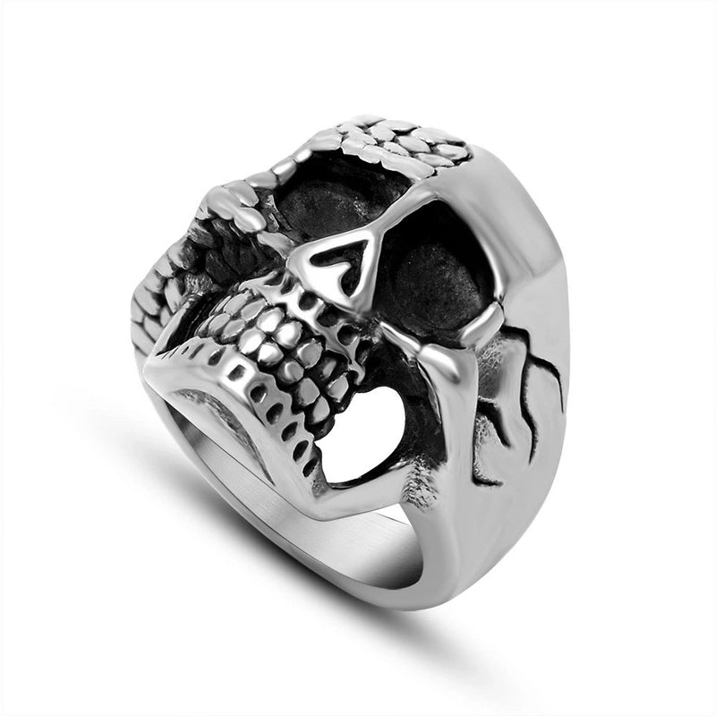 Retro Funny Punk Skull 304 Stainless Steel Polishing Halloween Men's Rings