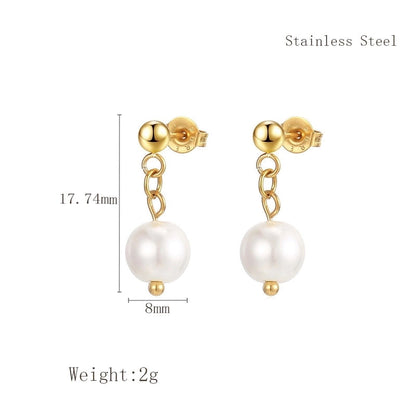 1 Piece Elegant C Shape Flower Bow Knot Inlay 304 Stainless Steel Rhinestones Pearl 18K Gold Plated Drop Earrings