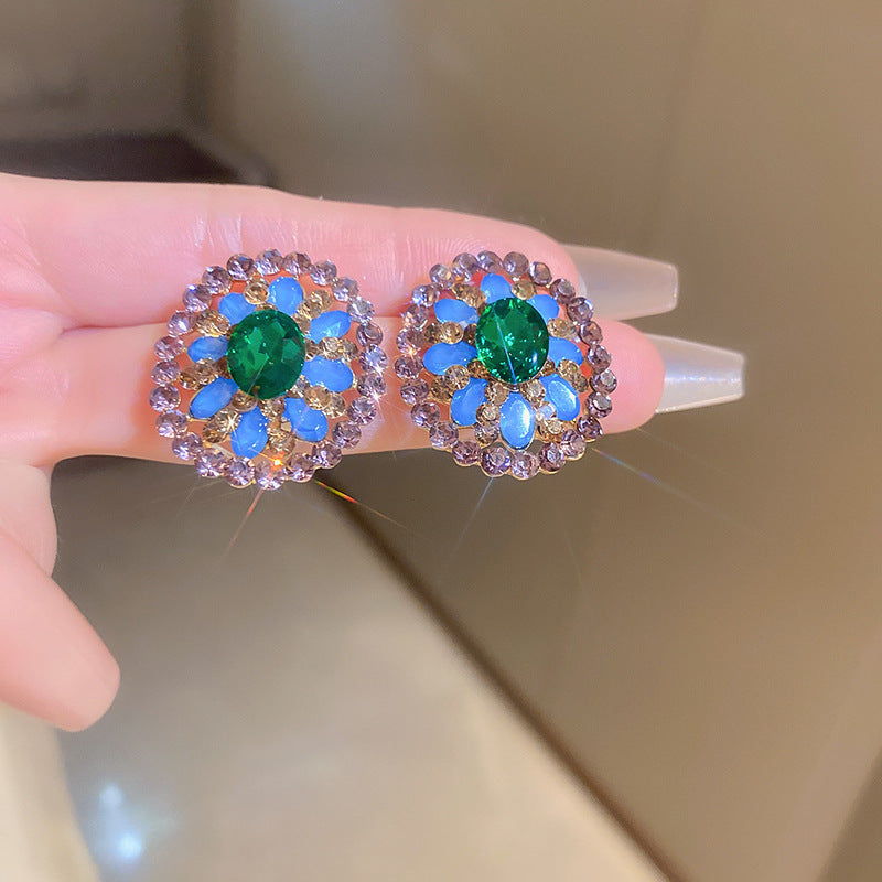 Medieval Droplet Pearl Droplet Geometric Alloy Diamond Inlay Earrings