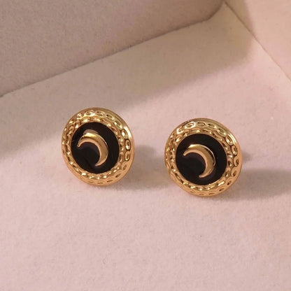 1 Pair Romantic Minimalist Classic Style Moon Plating 304 Stainless Steel Imitation Gold Ear Studs