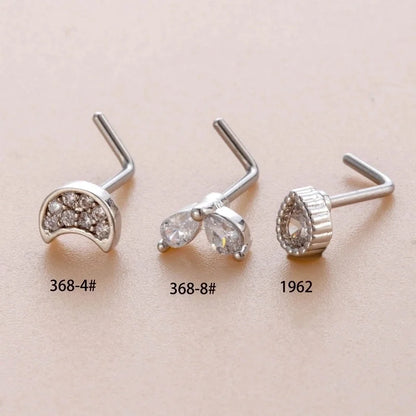 1 Piece Nose Rings & Studs Casual Minimalist Korean Style Moon Water Droplets 316L Stainless Steel Copper Inlay Zircon Nose Rings & Studs