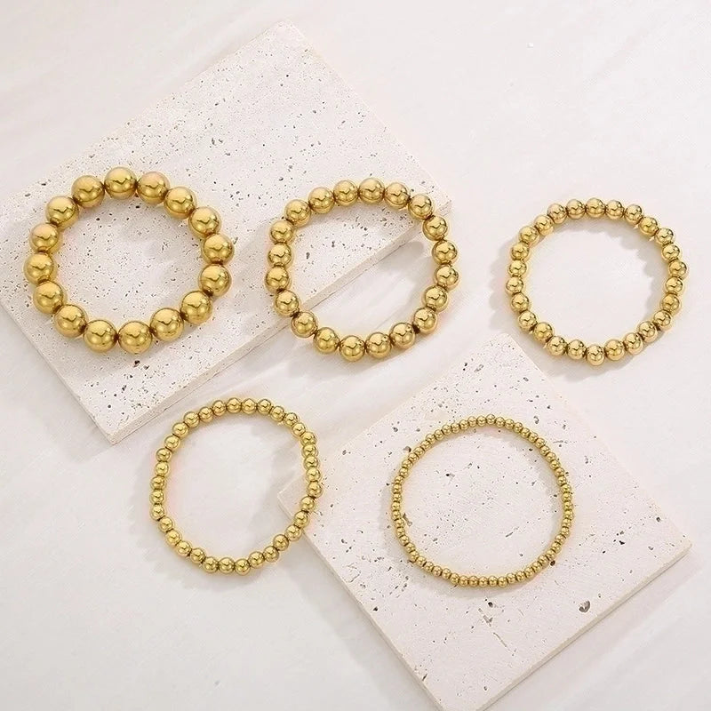 Casual Minimalist Geometric Stainless Steel 18K Gold Plated Bracelets In Bulk