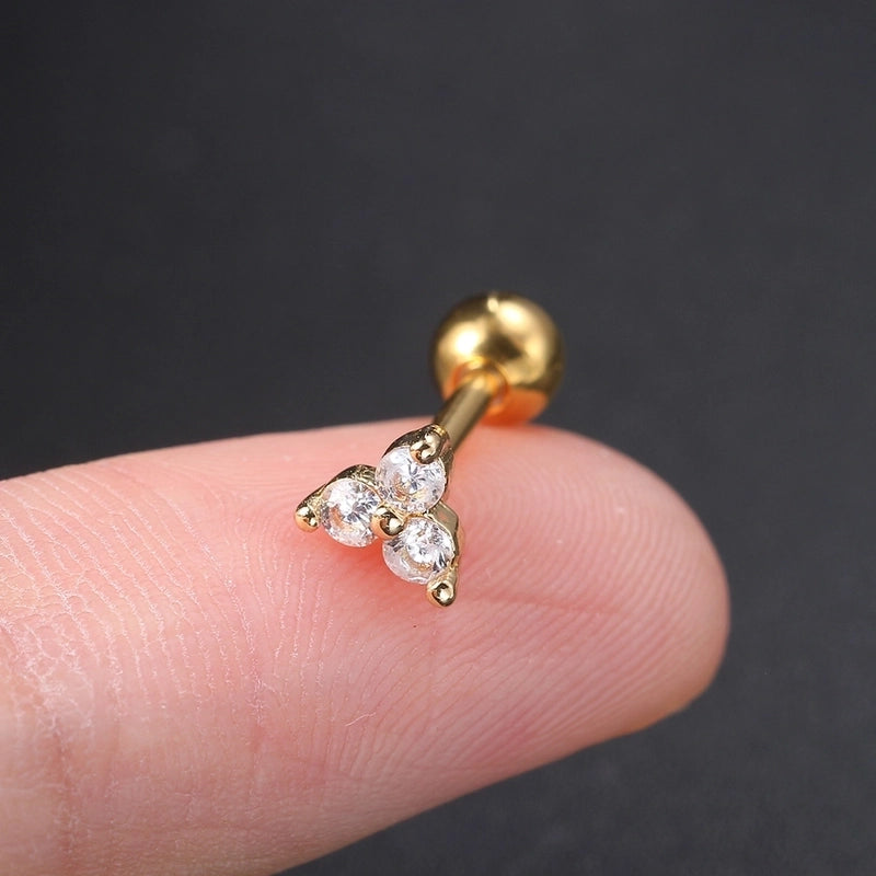 1 Piece Ear Cartilage Rings & Studs Minimalist IG Style Geometric Artificial Crystal Copper Inlay Zircon Ear Cartilage Rings & Studs