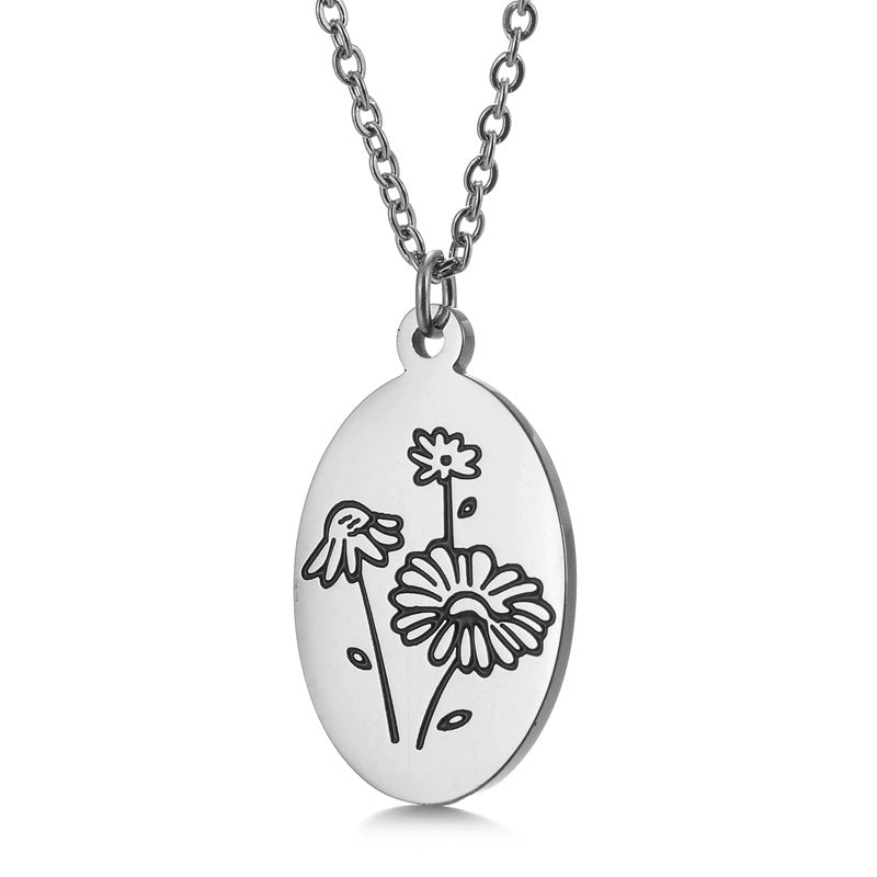 Fashion Flower Titanium Steel Plating Pendant Necklace 1 Piece