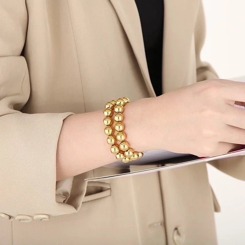 Casual Minimalist Geometric Stainless Steel 18K Gold Plated Bracelets In Bulk