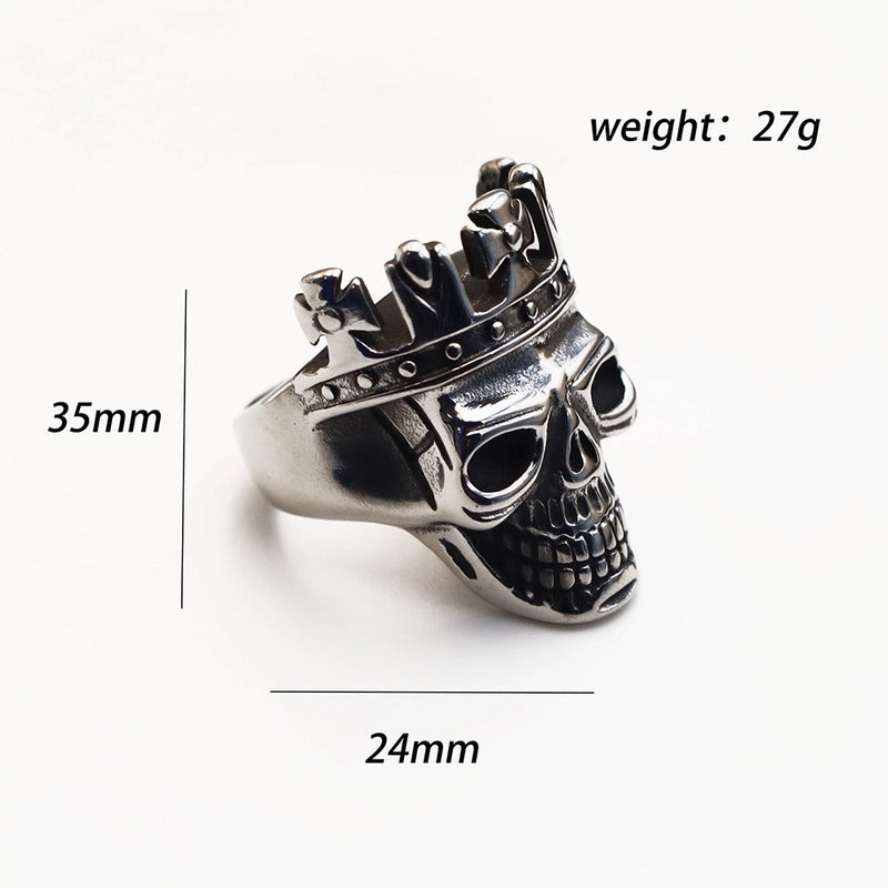 Vintage Style Punk Geometric Skull Stainless Steel Plating Halloween Men'S Rings