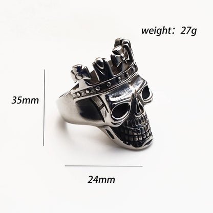 Vintage Style Punk Geometric Skull Stainless Steel Plating Halloween Men'S Rings