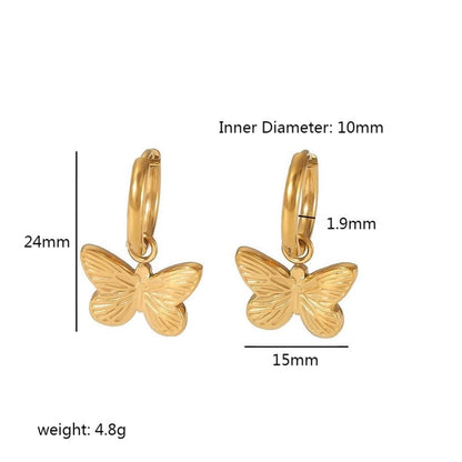 1 Pair Elegant Retro Flower Petal 304 Stainless Steel Drop Earrings