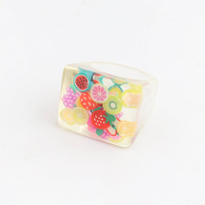 Cartoon Women Flower Fruit Plastic Rings