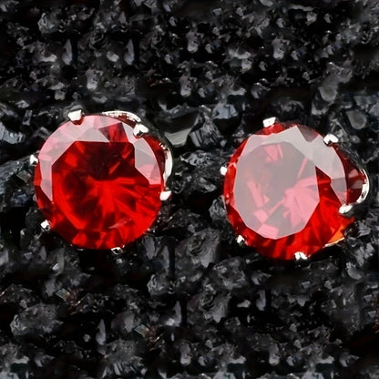 1 Pair Minimalist Round Inlay 304 Stainless Steel Zircon Stainless Steel Earrings