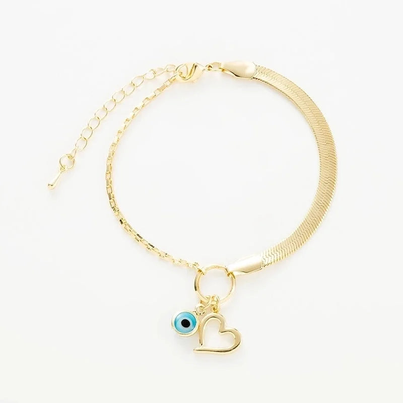 Copper Elegant Gold Plated Leaves Heart Shape Zircon Bracelets