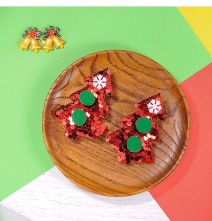 Cartoon Style Christmas Tree Antlers Sequin Sequins Hair Clip 1 Pair