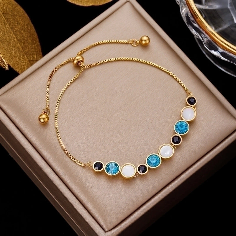 Minimalist Geometric Stainless Steel Plating Inlay Artificial Pearls Bracelets