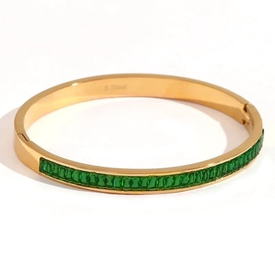 Classic Style Devil\'s Eye Stainless Steel Plating Inlay Rhinestones 18k Gold Plated Bangle