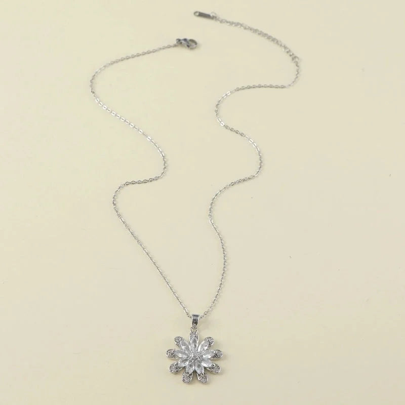 Minimalist Shiny Snowflake 302 Stainless Steel Pendant Necklace