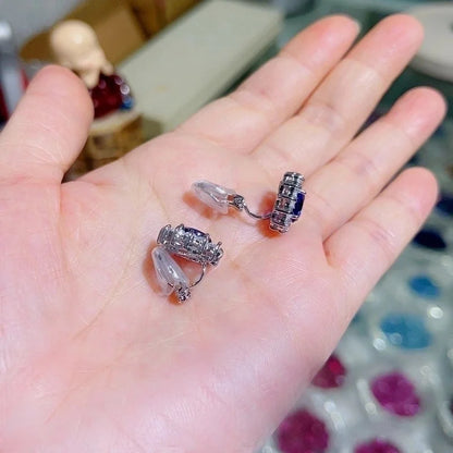 1 Pair Vintage Style Shiny Oval Plating Inlay Copper Zircon White Gold Plated Ear Clips Ear Studs