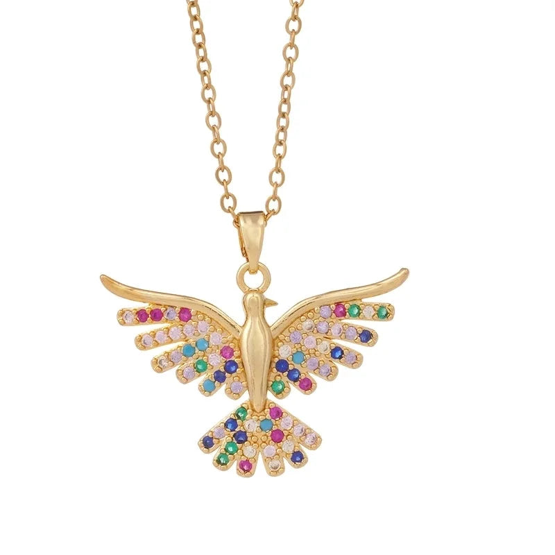Fashion New Angel Wings Necklace Female Copper 18K Gold Pendant Plated Micro-Inlaid Light Luxury Minority Design Jewelry
