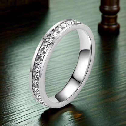 Elegant Geometric Titanium Steel Zircon Plating Rings