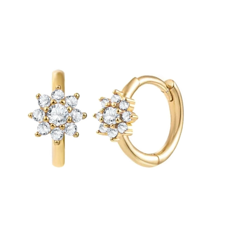 1 Pair Sweet Minimalist Flower Copper Plating Inlay Zircon Earrings