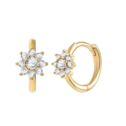 1 Pair Sweet Minimalist Flower Copper Plating Inlay Zircon Earrings