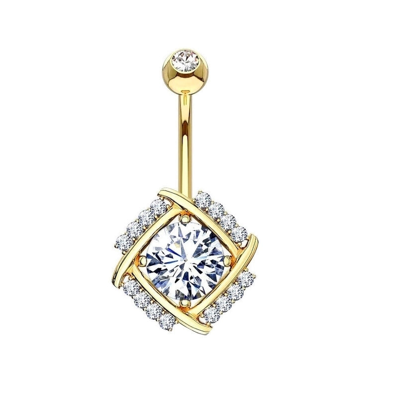 1 Piece Belly Rings Minimalist Moon 316 Stainless Steel Inlay Zircon