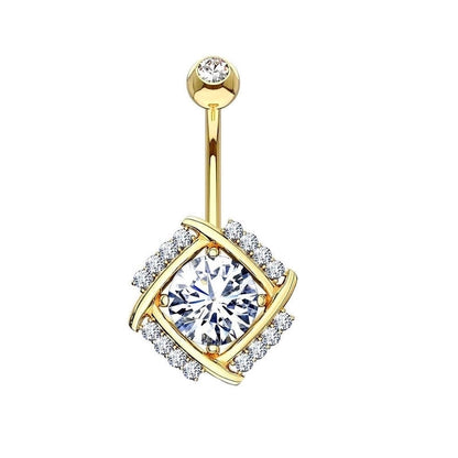 1 Piece Belly Rings Minimalist Moon 316 Stainless Steel Inlay Zircon