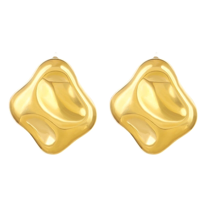 1 Pair Minimalist Classic Style Water Droplets Titanium Steel 18K Gold Plated Ear Studs