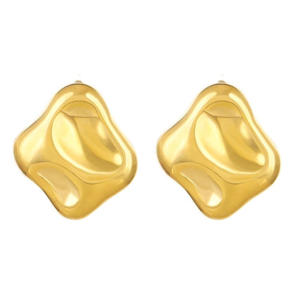 1 Pair Minimalist Classic Style Water Droplets Titanium Steel 18K Gold Plated Ear Studs