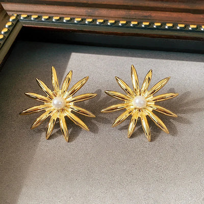 2 Pieces Mid-century Modern Round Geometric Copper Electroplating Earrings