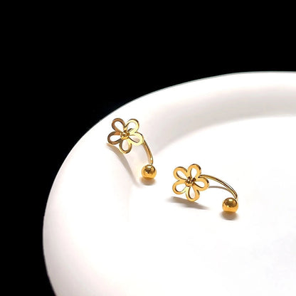 1 Piece Classic Style Flower Plating 304 Stainless Steel Drop Earrings Ear Studs
