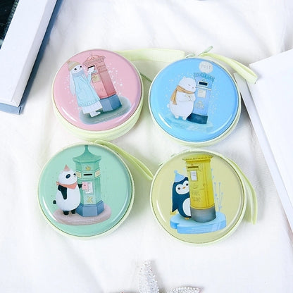 3 Pieces Women'S Cartoon Tinplate Zipper Coin Purses