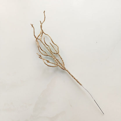 10 Pieces Christmas Decoration Real Tree Branches Golden Bells Dried Tree Branches Leaf Material Accessories Glitter Dried Tree Branches Festive Atmosphere Party Branches