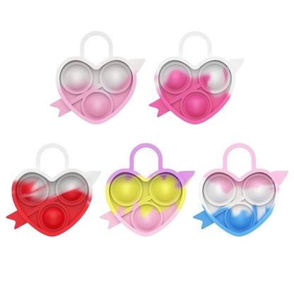 Cute Colorful Heart Silicone Squeeze Bracelet Pressure Reduction Toy