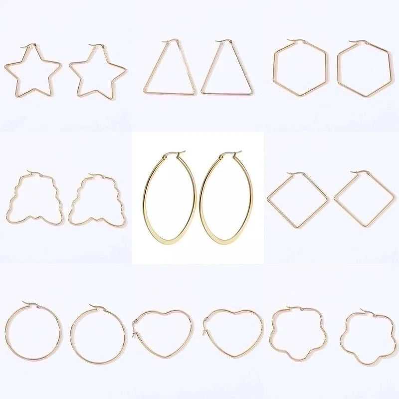 1 Pair Fashion Star Heart Shape Butterfly Plating Hollow Out 201 Stainless Steel 18K Gold Plated Earrings