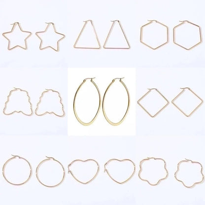 1 Pair Fashion Star Heart Shape Butterfly Plating Hollow Out 201 Stainless Steel 18K Gold Plated Earrings