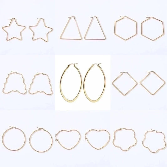 1 Pair Fashion Star Heart Shape Butterfly Plating Hollow Out 201 Stainless Steel 18K Gold Plated Earrings