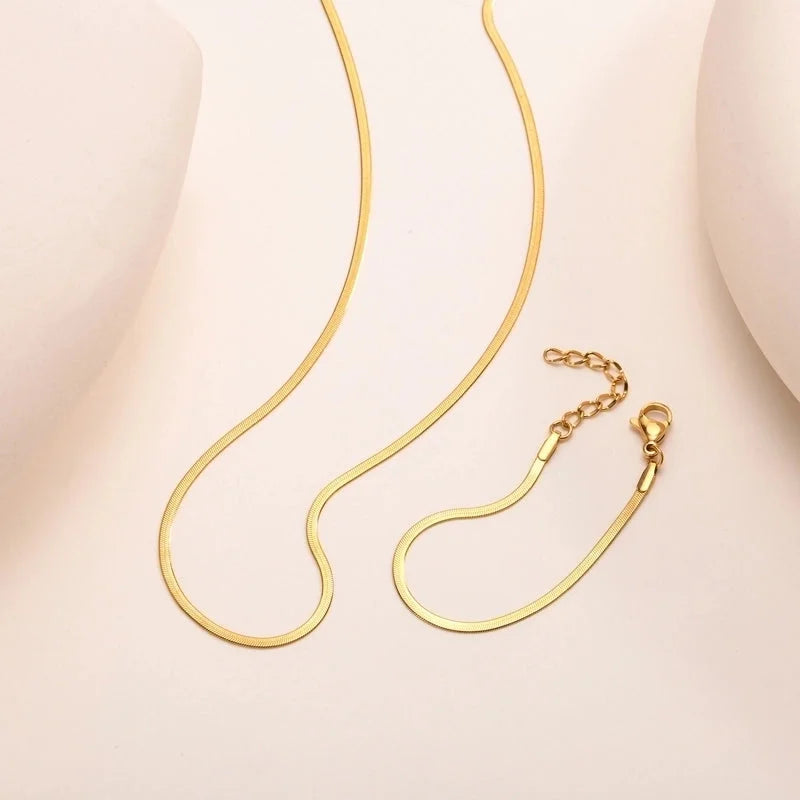 Sweet IG Style Solid Color 304 Stainless Steel 18K Gold Plated Bracelets Necklace