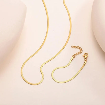 Sweet IG Style Solid Color 304 Stainless Steel 18K Gold Plated Bracelets Necklace