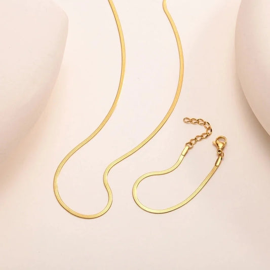 Sweet IG Style Solid Color 304 Stainless Steel 18K Gold Plated Bracelets Necklace