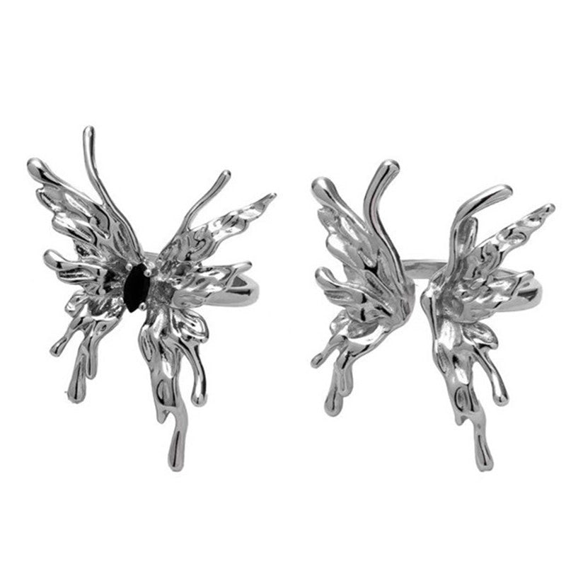 Fairy Style Modern Style Minimalist Moon Heart Shape Butterfly Alloy Copper Gold Plated Silver Plated Artificial Gemstones Artificial Diamond Open Ring In Bulk