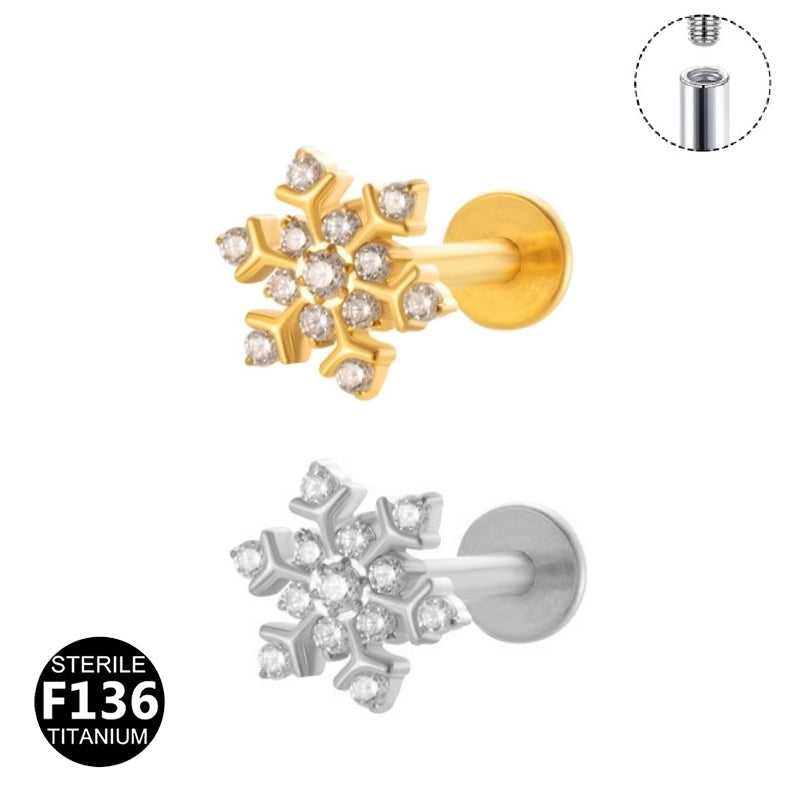 1 Piece Lip Rings Minimalist Snowflake Pure Titanium Plating Inlay Zircon White Gold Plated Silver Plated Lip Rings Ear Cartilage Rings & Studs