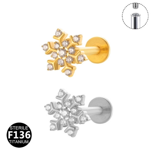 1 Piece Lip Rings Minimalist Snowflake Pure Titanium Plating Inlay Zircon White Gold Plated Silver Plated Lip Rings Ear Cartilage Rings & Studs