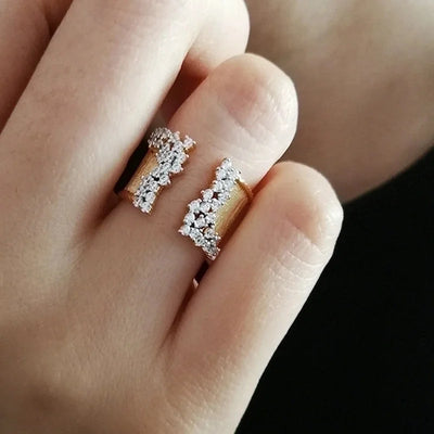 Fashion Irregular Copper Inlay Zircon Open Ring 1 Piece