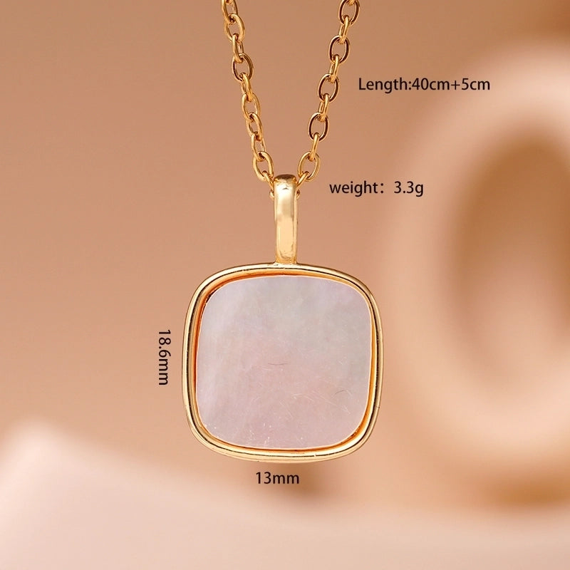Minimalist Geometric 304 Stainless Steel Copper Shell Inlay Pendant Necklace