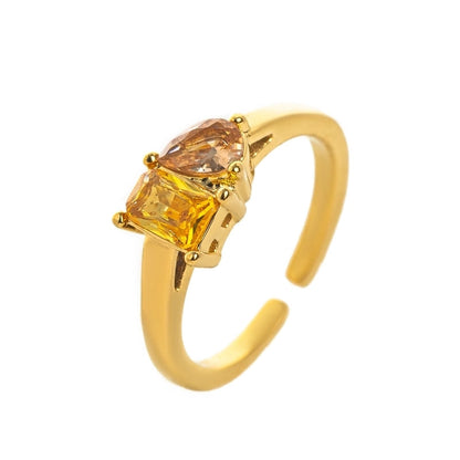 Elegant Romantic Shiny Geometric 304 Stainless Steel Zircon 18K Gold Plated Inlay Stainless Steel Rings